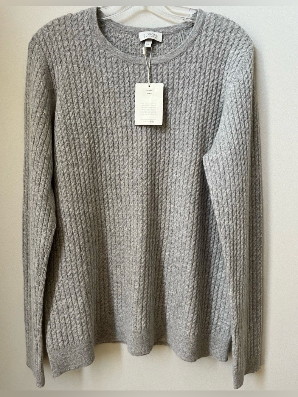 Kinross 100% Cashmere Crew Neck Sweater Top Women’s size XL Gray